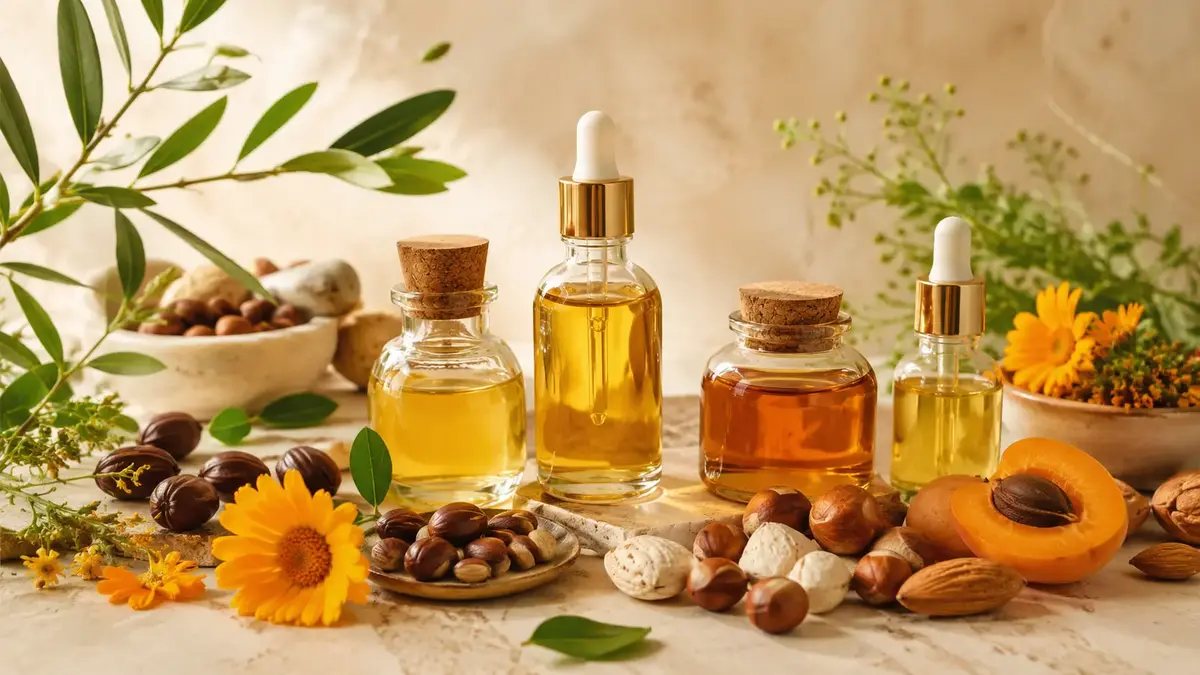 Huiles végétales naturelles avec amande, noisette, noyau d’abricot et calendula pour le soin de la peau