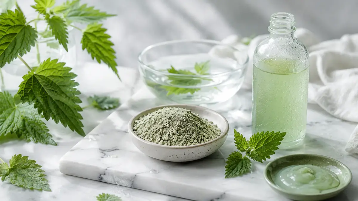 L'ortie pour peau grasse est très indiquée. Ortie, argile verte et hydrolat pour routine naturelle.