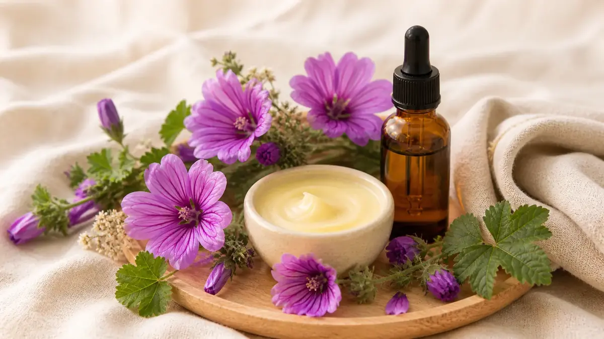 Routine peau sèche : mauve, baume nourrissant et huile végétale pour une peau douce