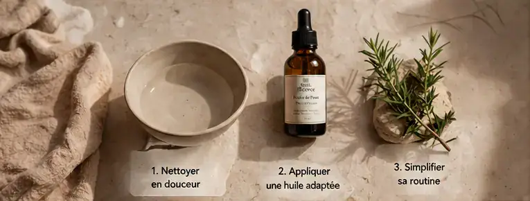 routine peau grasse naturelle étapes soin visage huile nettoyant équilibre