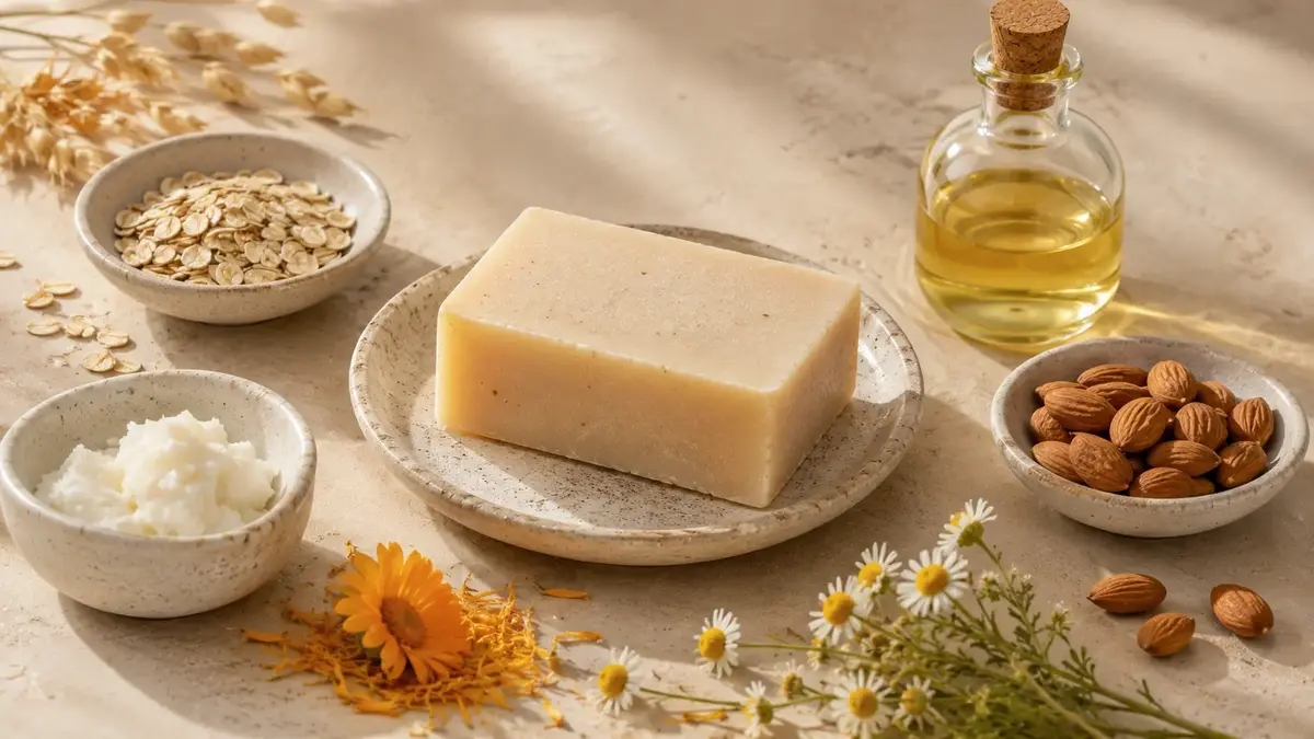 Savon surgras avec huile végétale, beurre végétal et ingrédients naturels