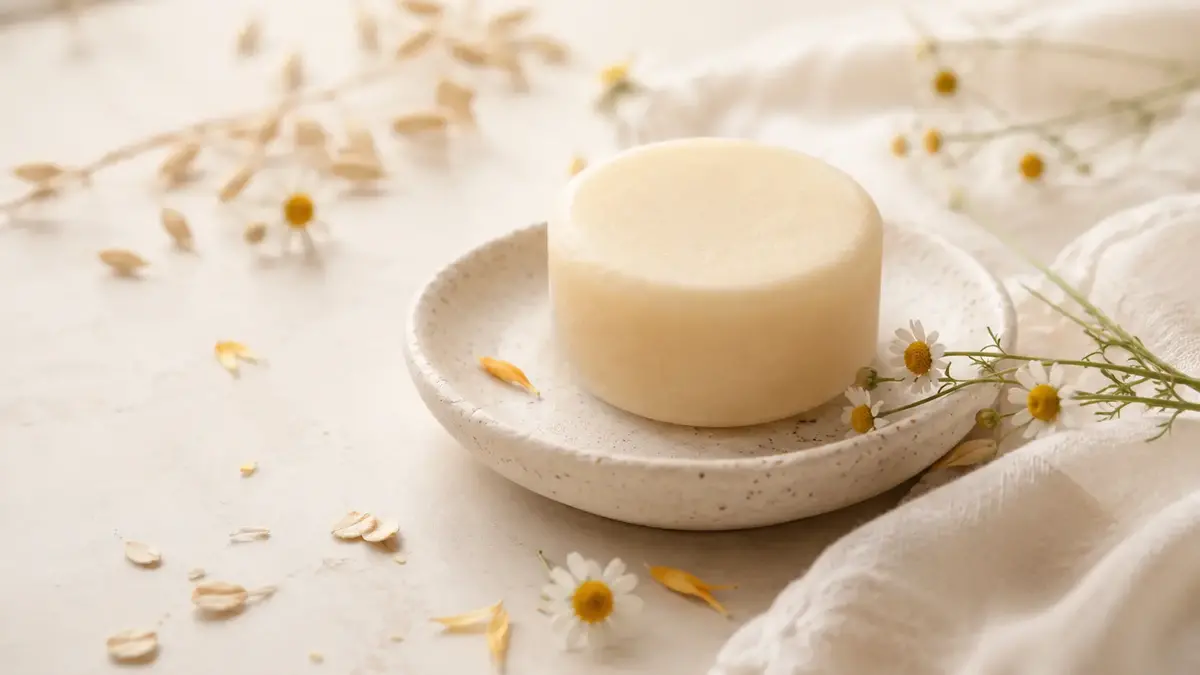 shampoing solide cuir chevelu sensible avec camomille et avoine